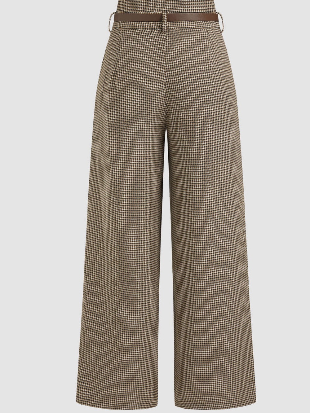 NWT Cider Houndstooth High Waist Pleated Wide Leg Pant in Coffee Size Medium - Picture 2 of 7